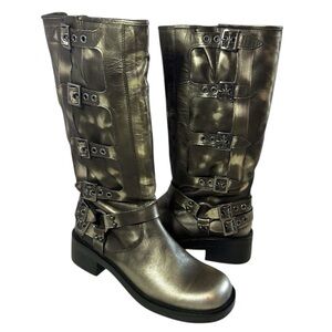 New! Rocky Silver Combat Moto Boots with Buckle Straps